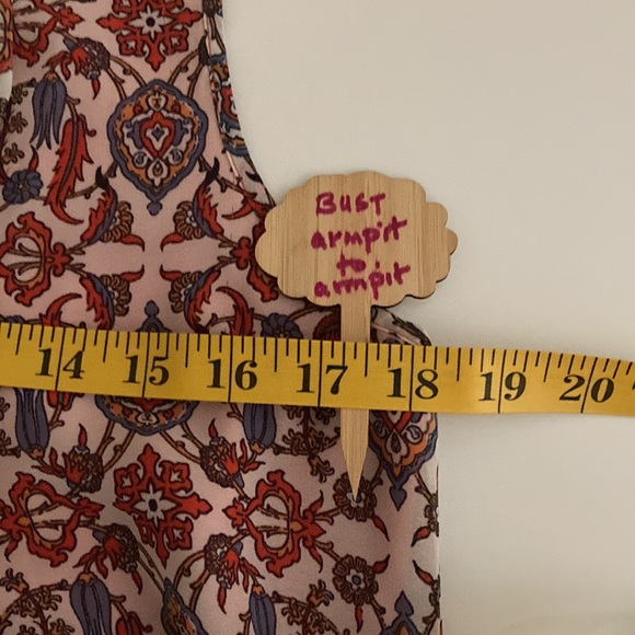 MAX STUDIO SZ Medium. Sleeveless orange gray printed lined dress 100% polyester - Picture 6 of 8